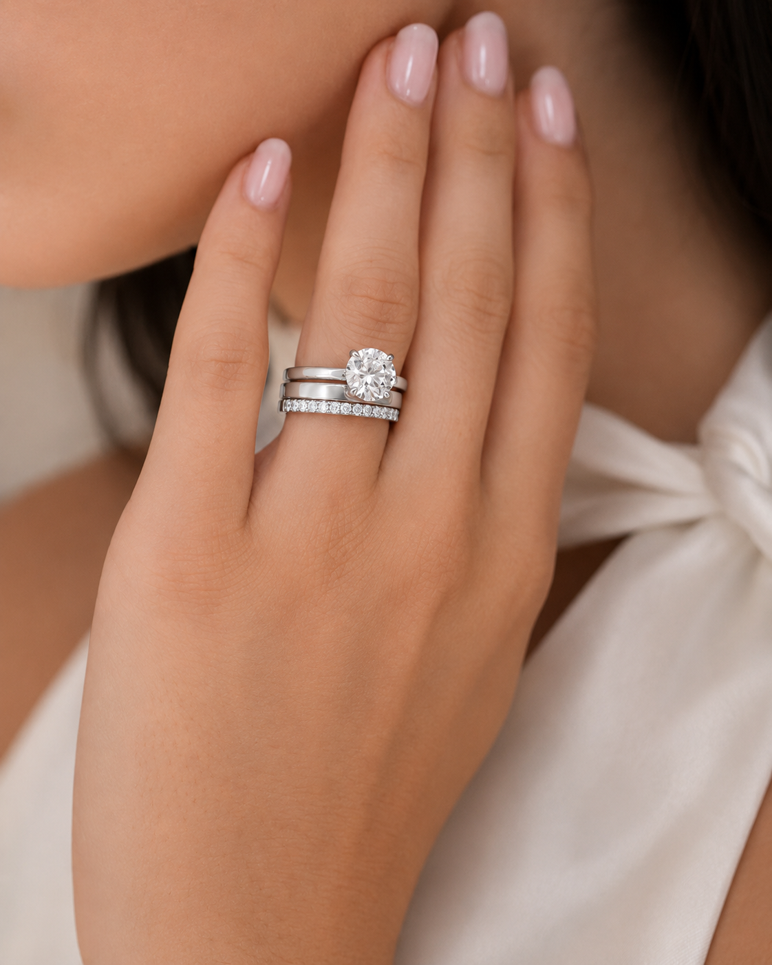 Half Pavé Wedding Ring - Platinum