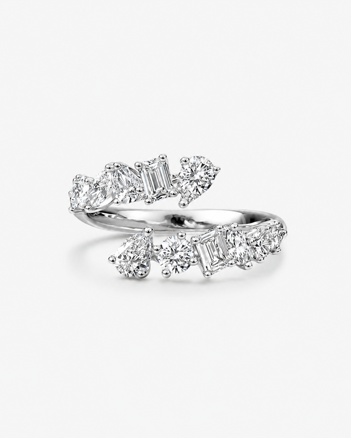 Multi-Shape Diamond Twist Ring - Platinum