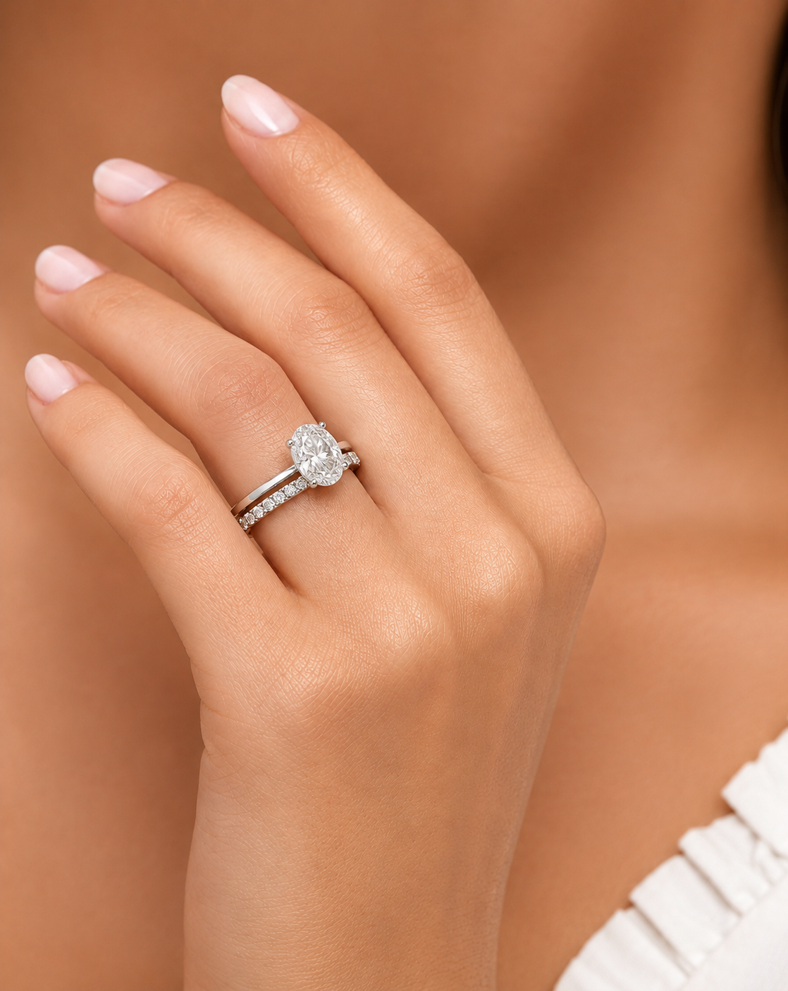 Half Pavé Wedding Ring - Platinum