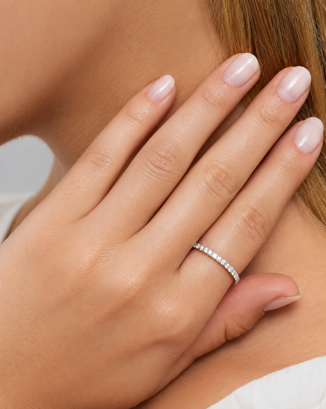 Half Pavé Eternity Diamond Ring