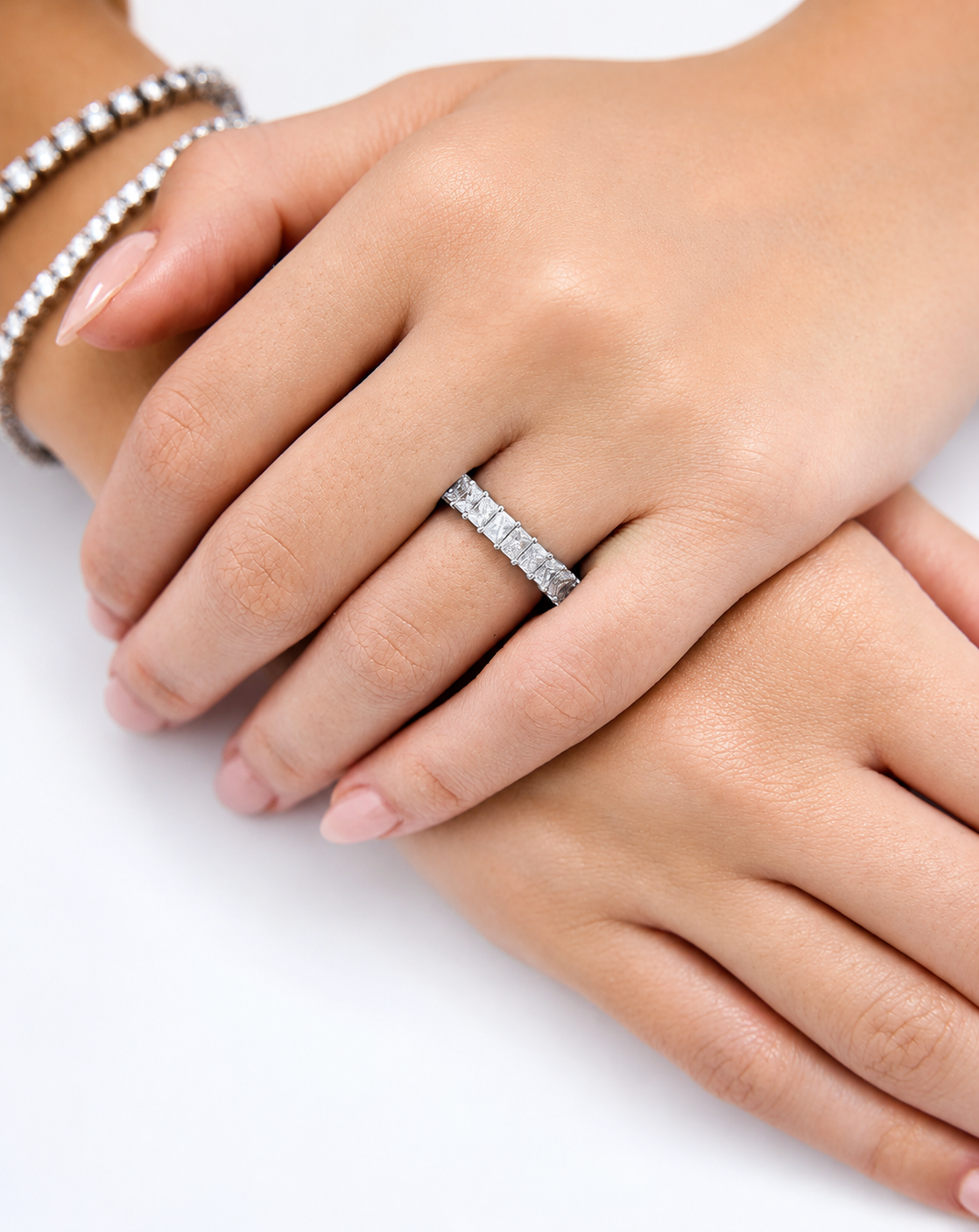 Radiant Diamond Bezel Ring - Platinum