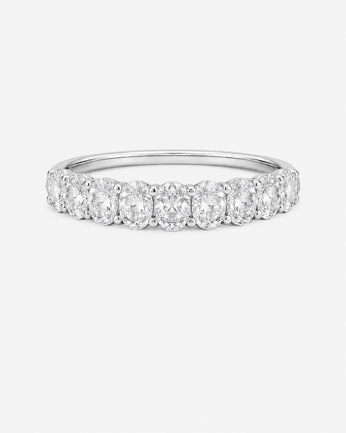 Oval Diamond Eternity Band Wedding Ring - Platinum