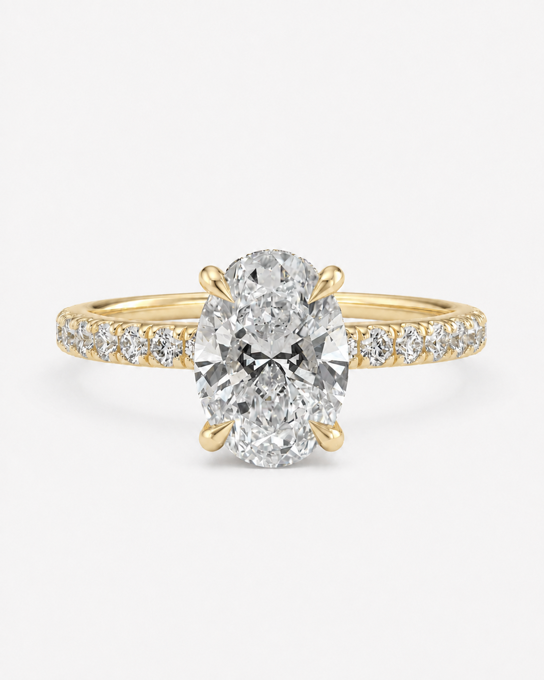 Oval Pave Lab Diamond Engagement Ring