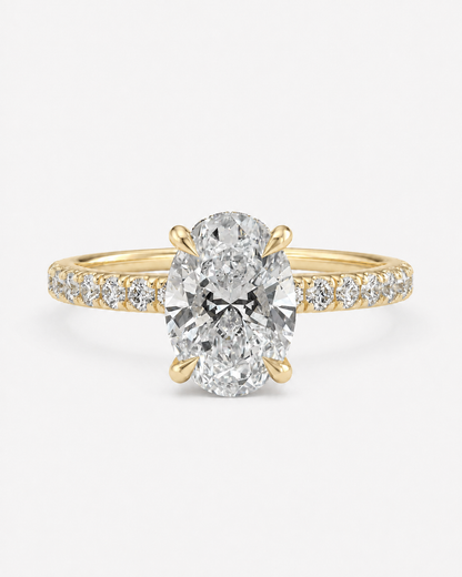 Oval Pave Lab Diamond Engagement Ring