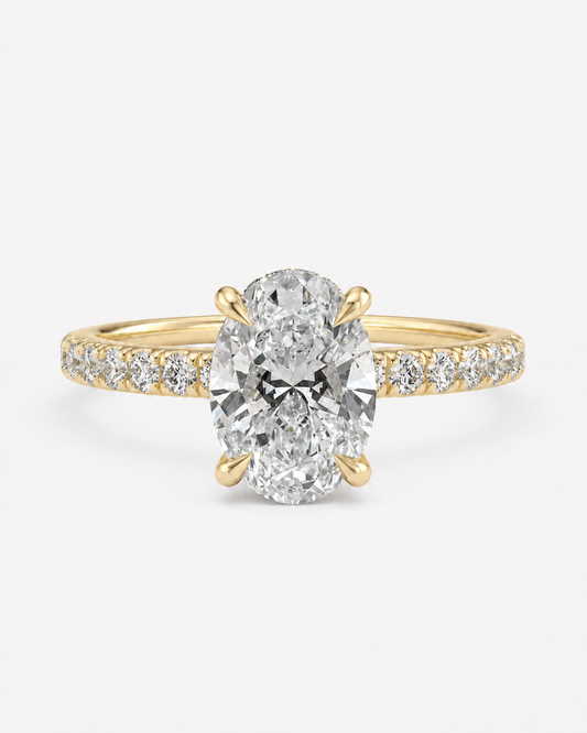 Oval Pave Lab Diamond Engagement Ring