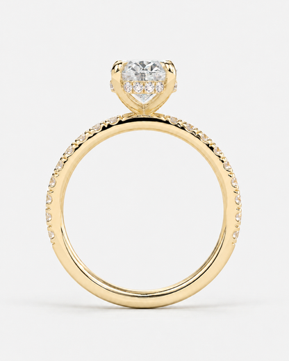 Oval Pave Lab Diamond Engagement Ring