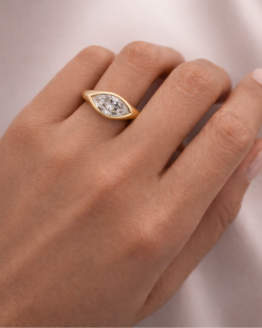 Marquise diamond signet ring 1.5CT