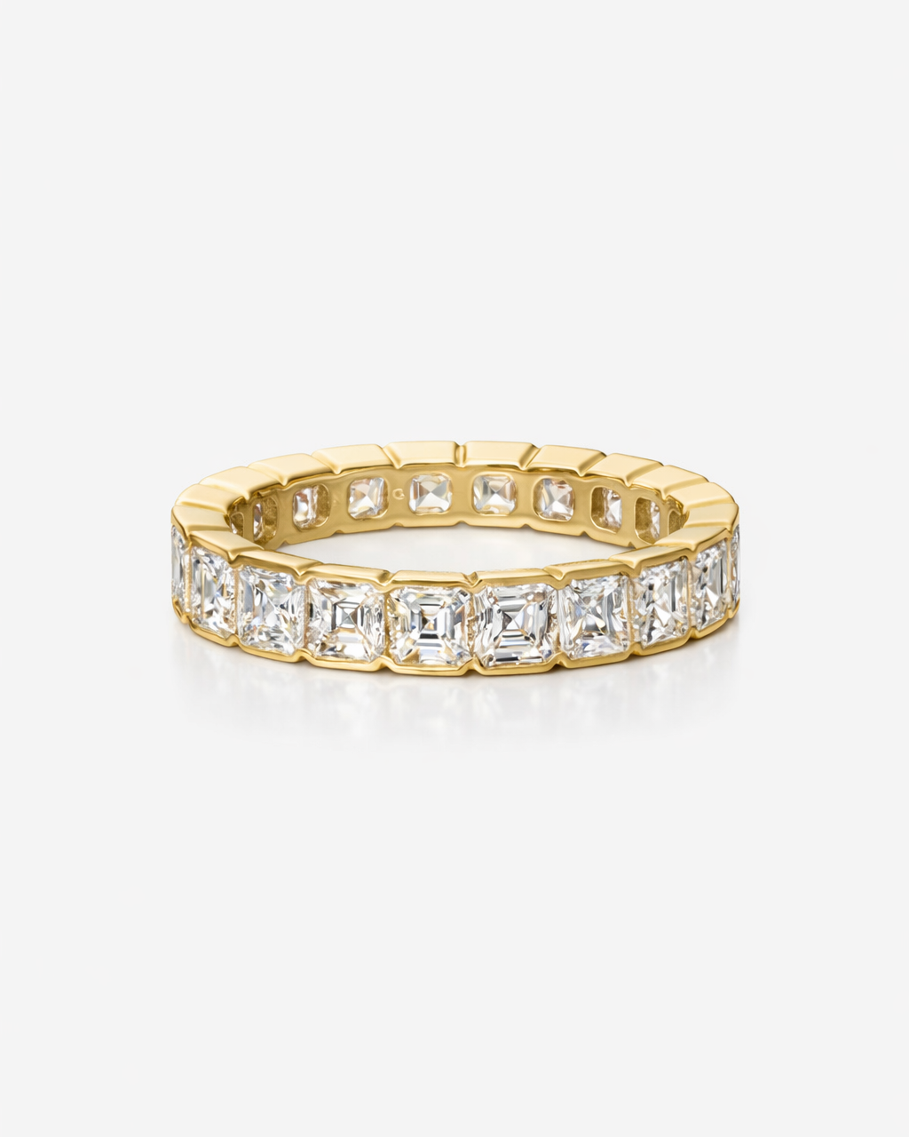 Asscher Bezel Diamond Eternity Band Wedding Ring