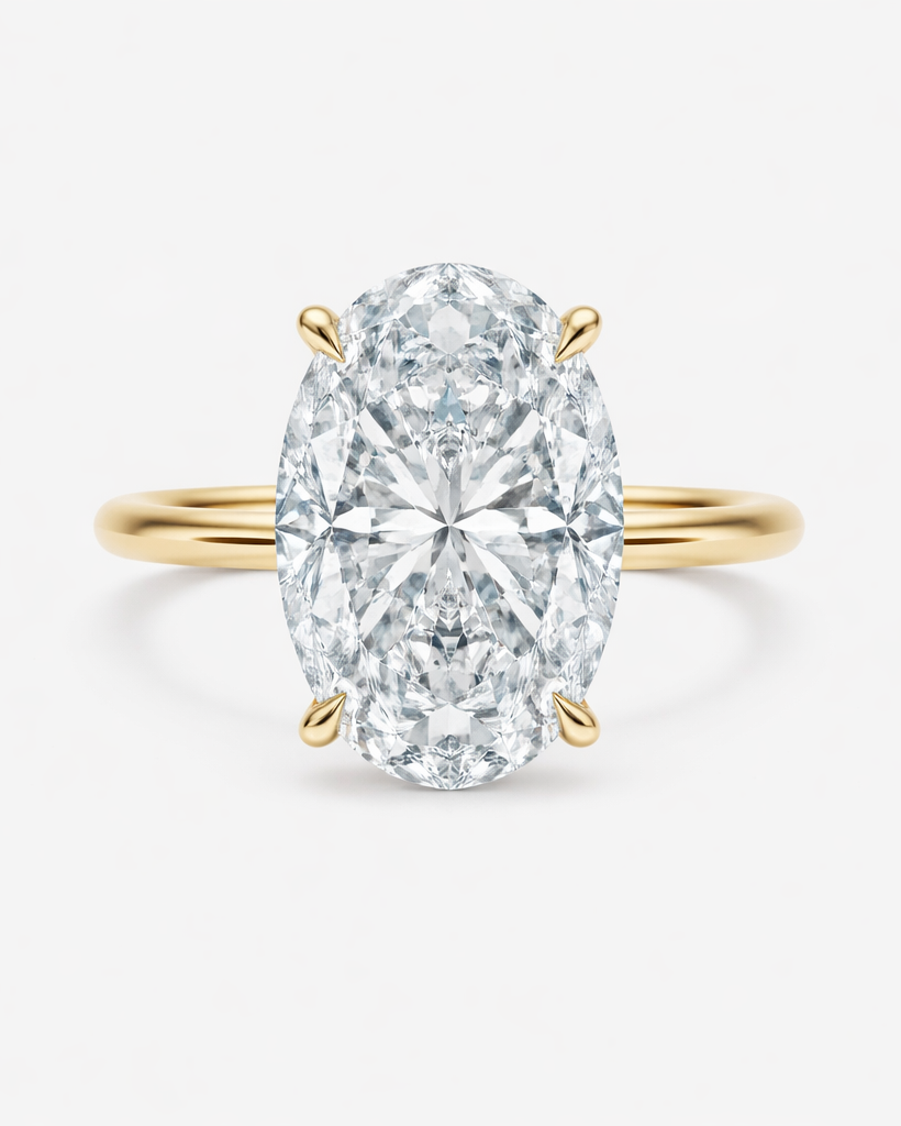 Oval Lab Diamond Engagement Ring 4 Carat