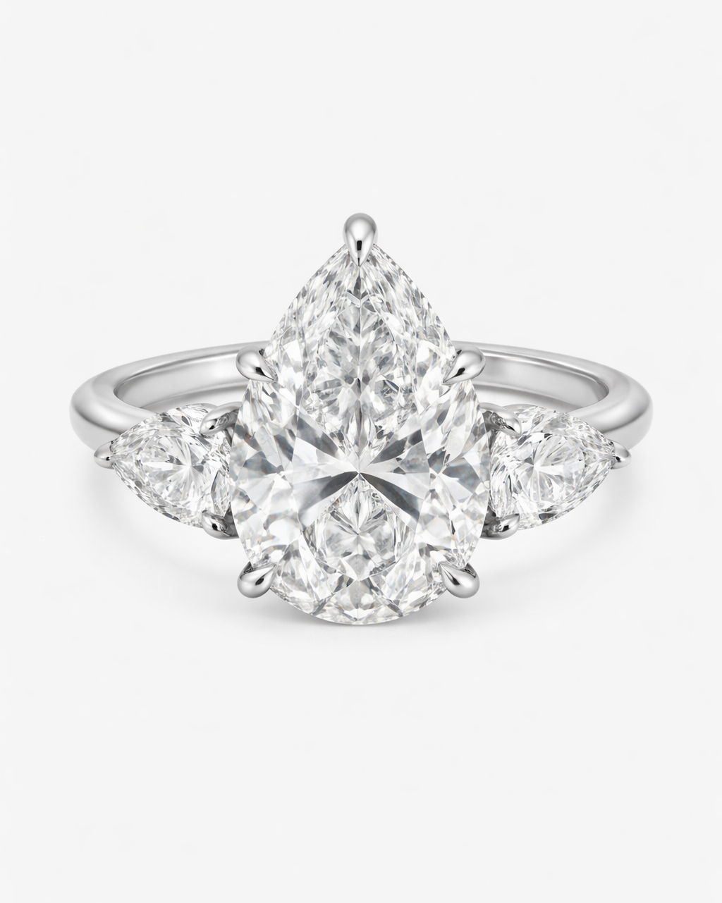 Pear Three Stone Lab Diamond Engagement Ring 3 carat