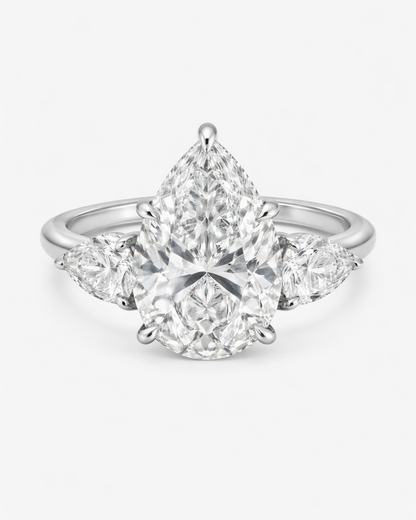 Pear Three Stone Lab Diamond Engagement Ring 3 carat