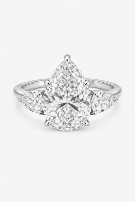 Pear Three Stone Lab Diamond Engagement Ring 3 carat