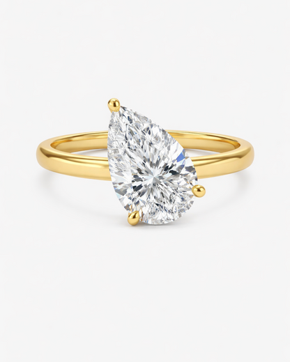 Pear Tilted Lab Diamond Engagement Ring