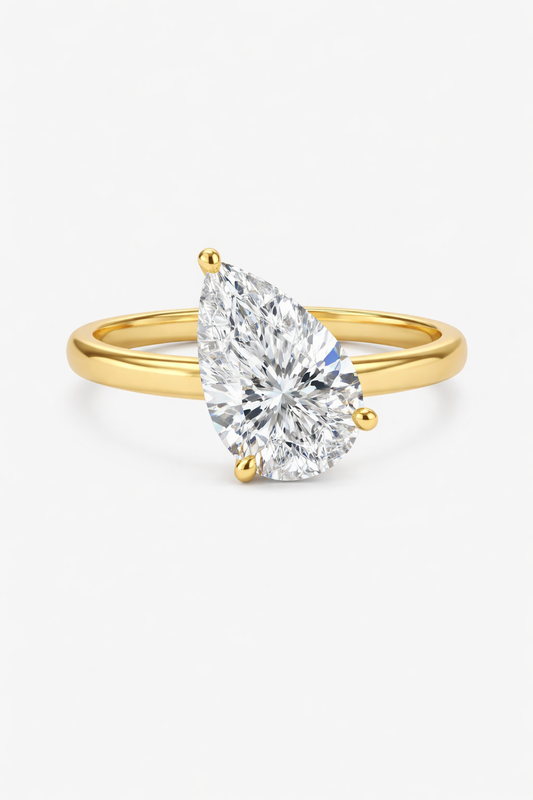 Pear Tilted Lab Diamond Engagement Ring