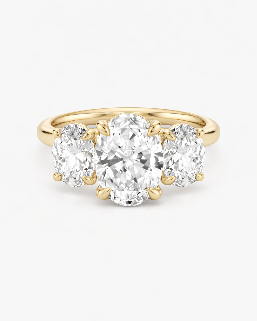 Three Stone Oval Lab Grown Engagement Ring