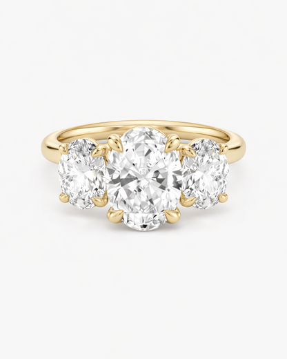 Three Stone Oval Lab Grown Engagement Ring