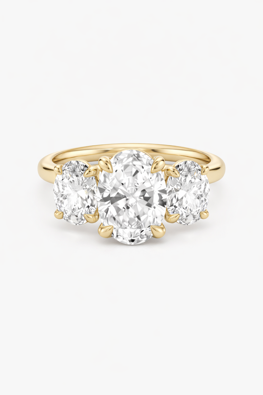 Three Stone Oval Lab Grown Engagement Ring
