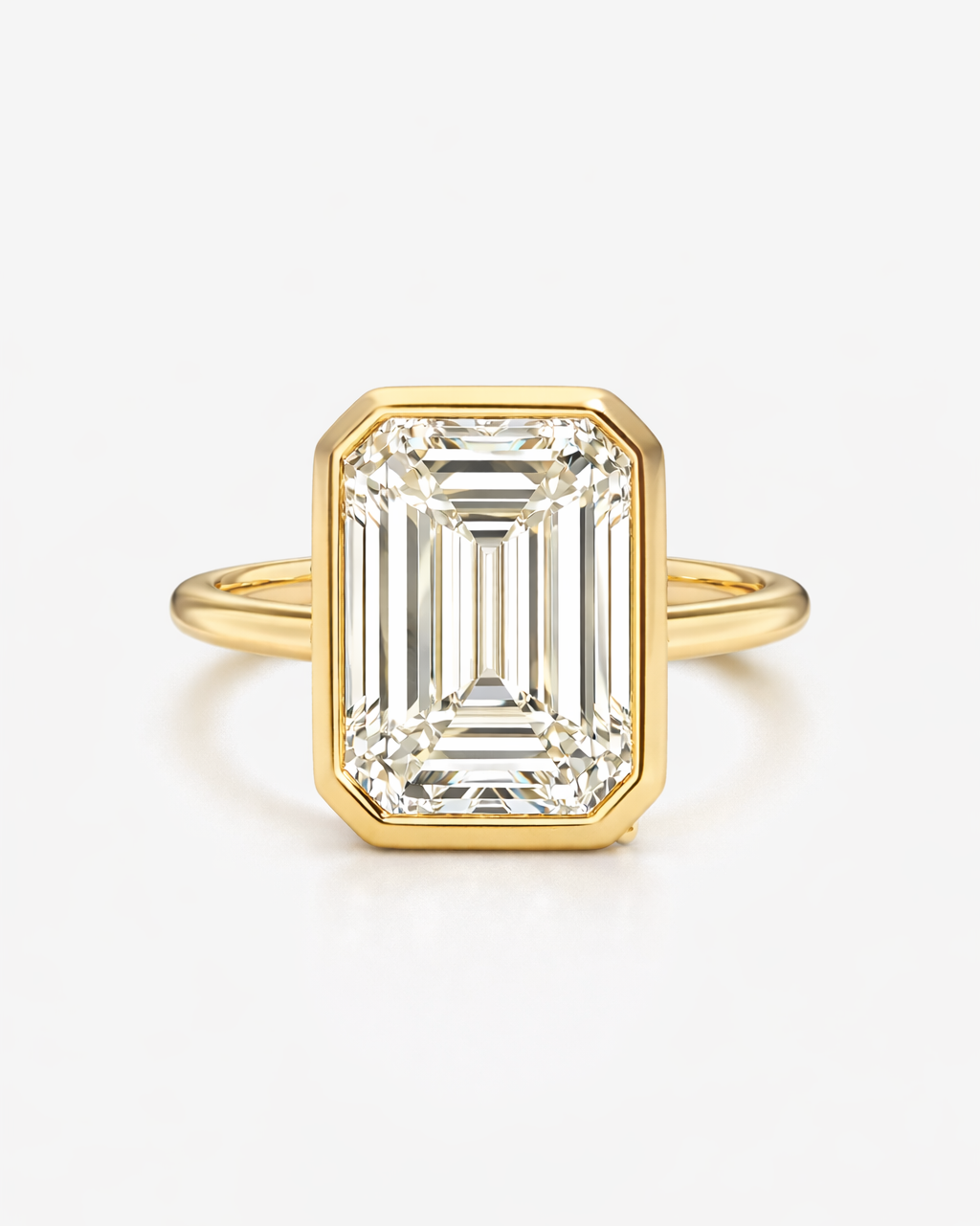 Emerald Bezel Lab Diamond Engagement Ring