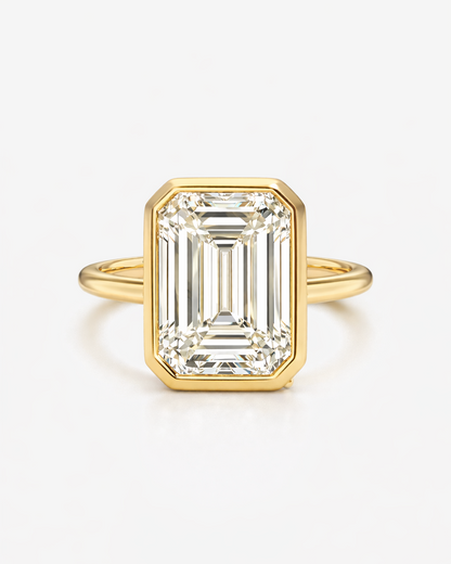 Emerald Bezel Lab Grown Diamond Ring