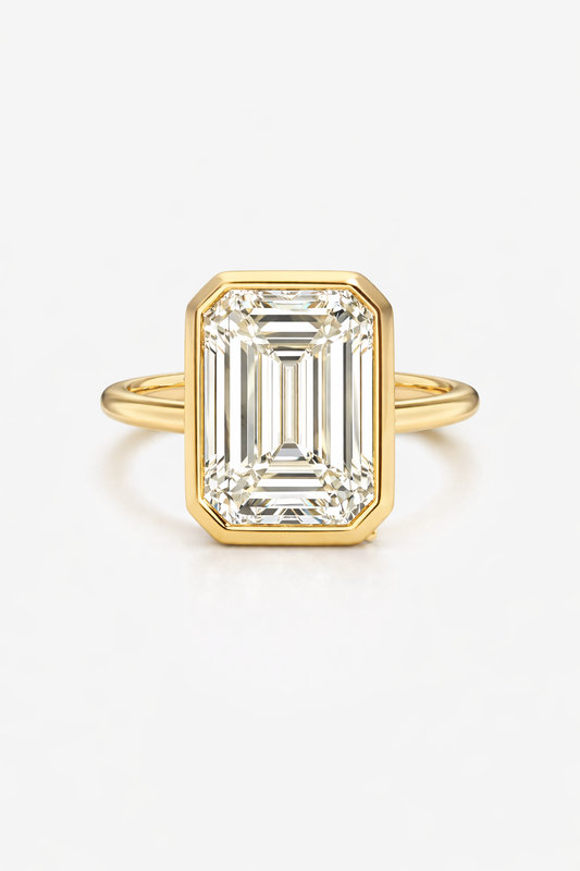 Emerald Bezel Lab Diamond Engagement Ring