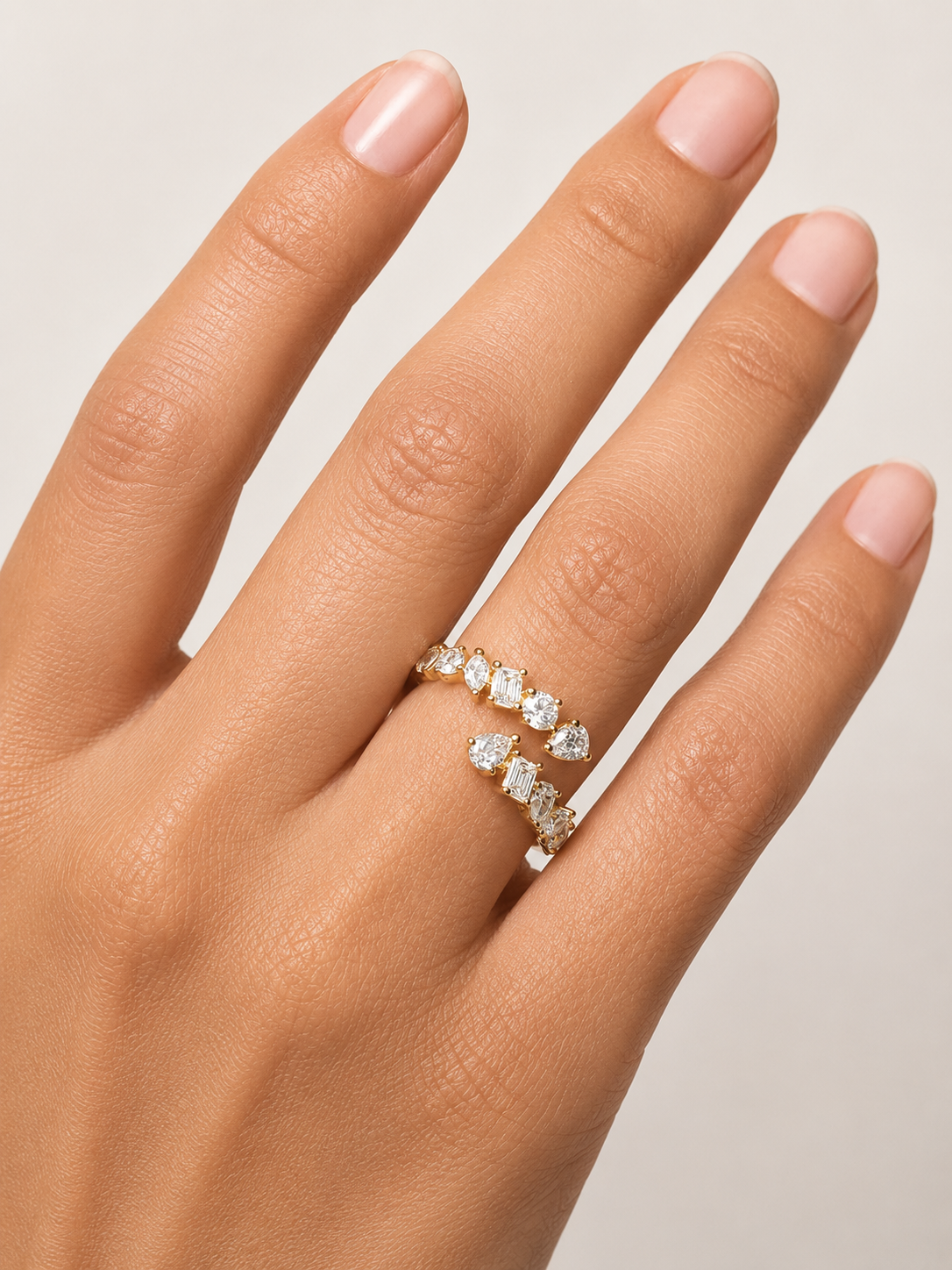 Multi-Shape Diamond Twist Ring - Platinum
