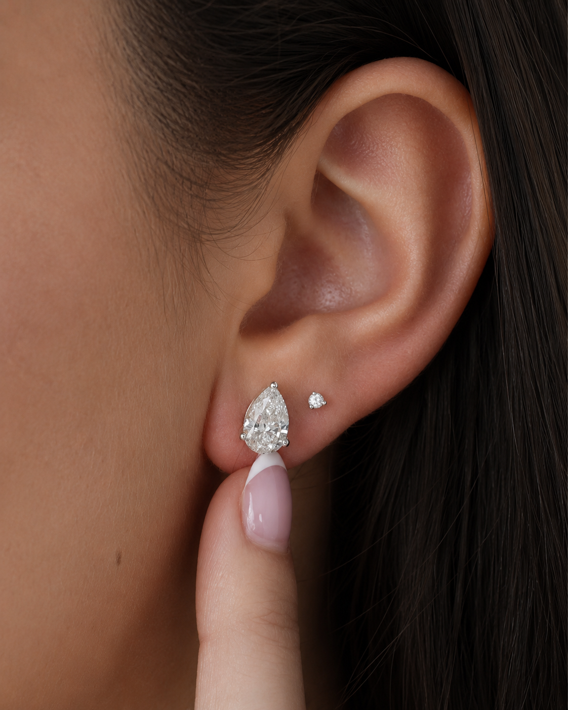 Pear Lab Diamond Earrings Studs 2 carat