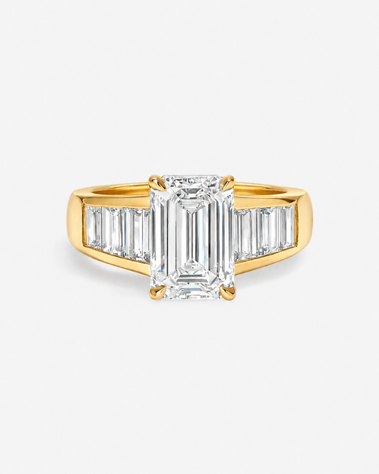 Emerald Cut with Baguette Channel Engagement Ring 2CT