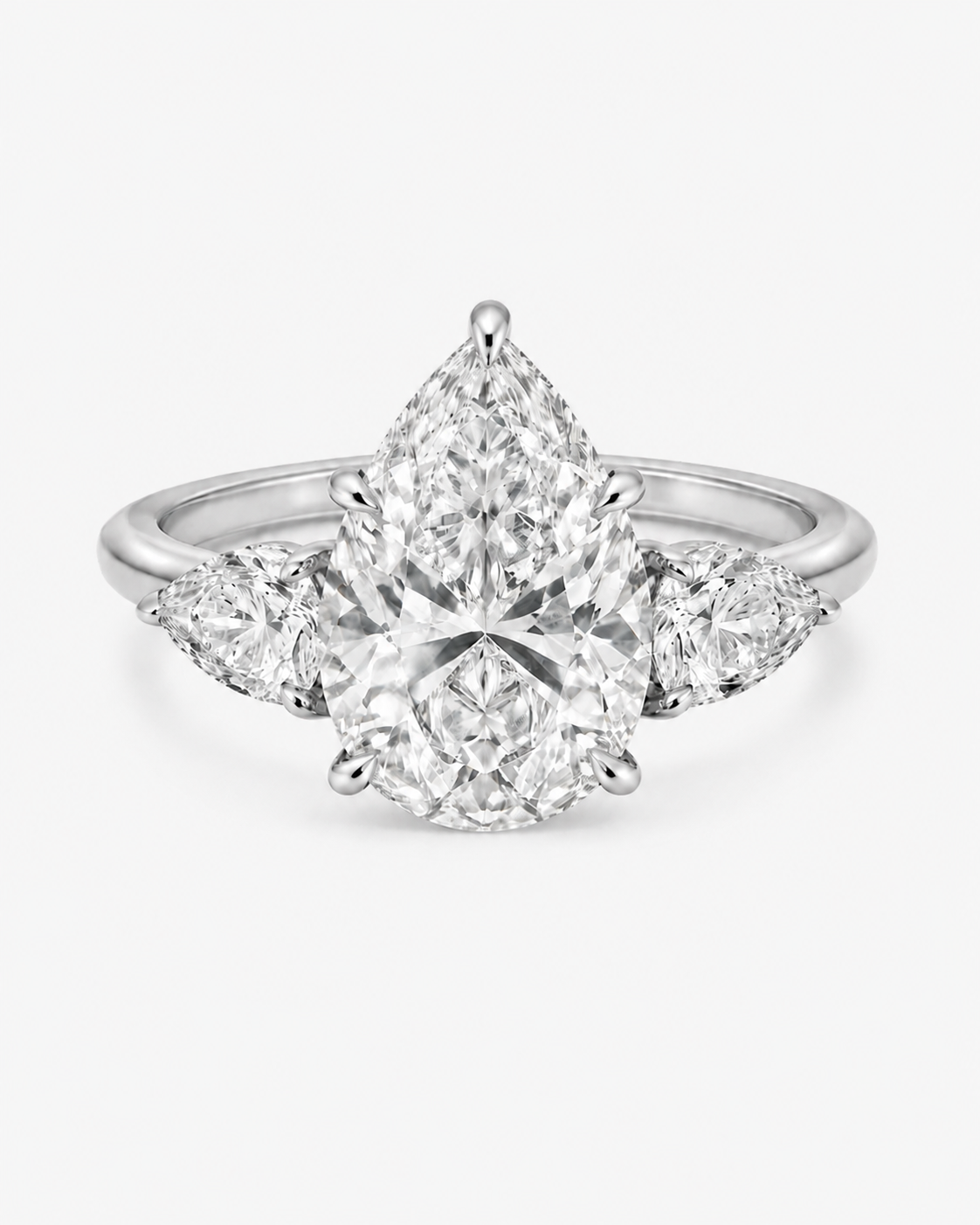 Pear Three Stone Lab Diamond Engagement Ring