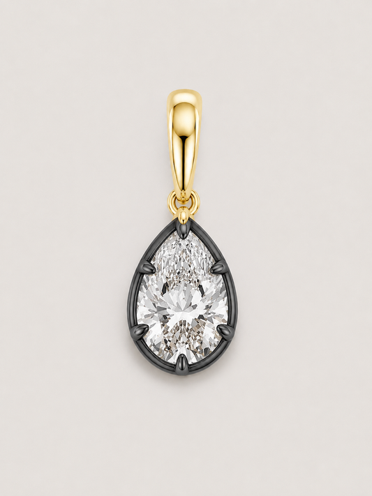 Black Rhodium Pear Pendant