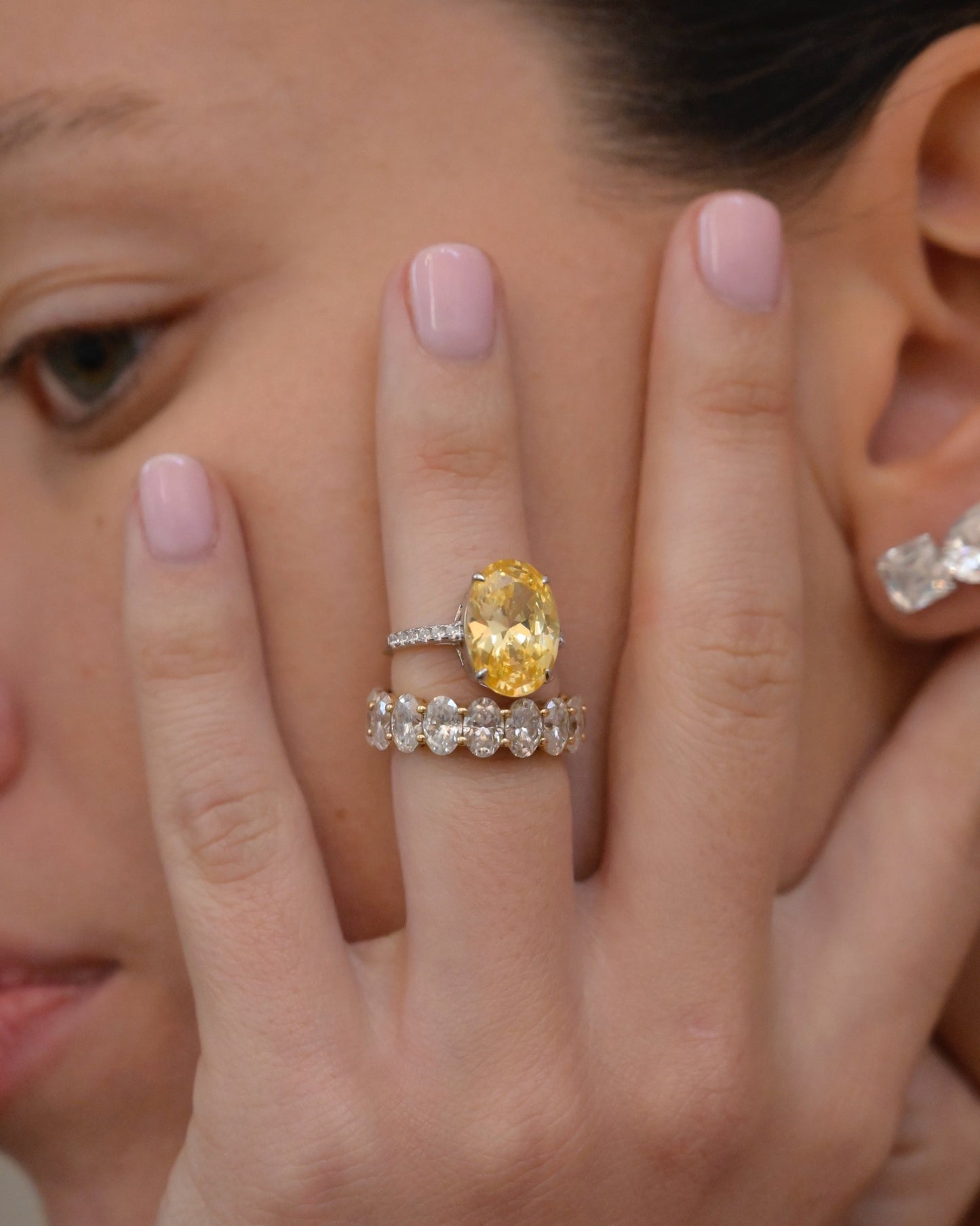 Oval Yellow Lab Diamond Engagement Ring 3 Carat
