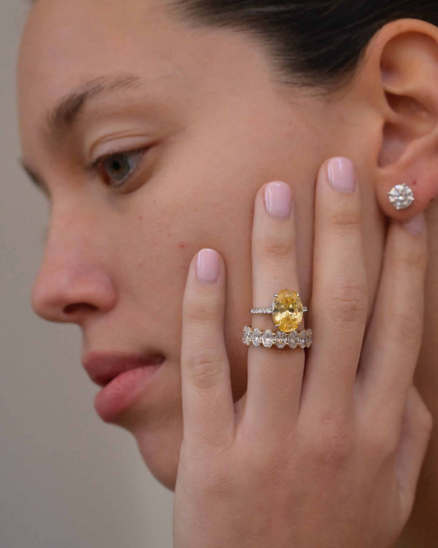 Oval Yellow Lab Diamond Engagement Ring 3 Carat