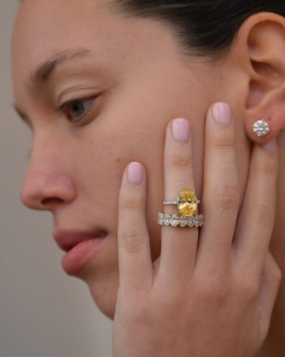 Oval Yellow Lab Diamond Engagement Ring 3 Carat