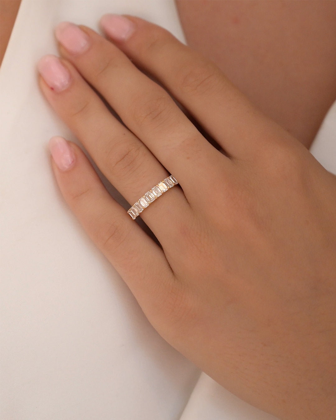 Emerald Lab Diamond Eternity Band