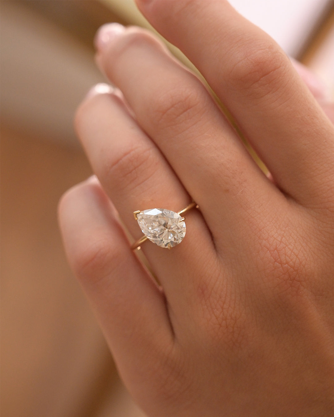 3ct Pear Lab-Grown Diamond Engagement Ring - Ready to Ship