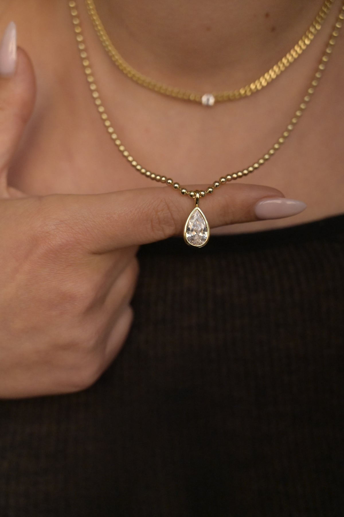 Pear Diamond Bezel Drop