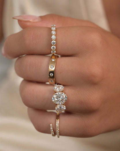Three Stone Oval Lab Grown Engagement Ring