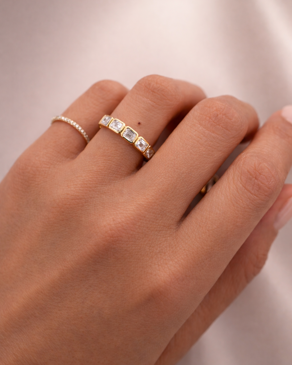 Emerald Diamond Bezel Ring