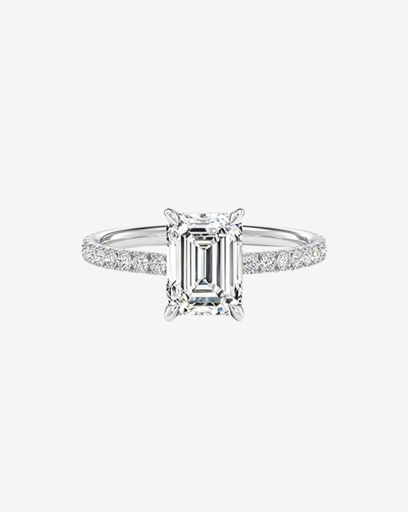 Emerald Lab-Grown Diamond Pave Engagement Ring