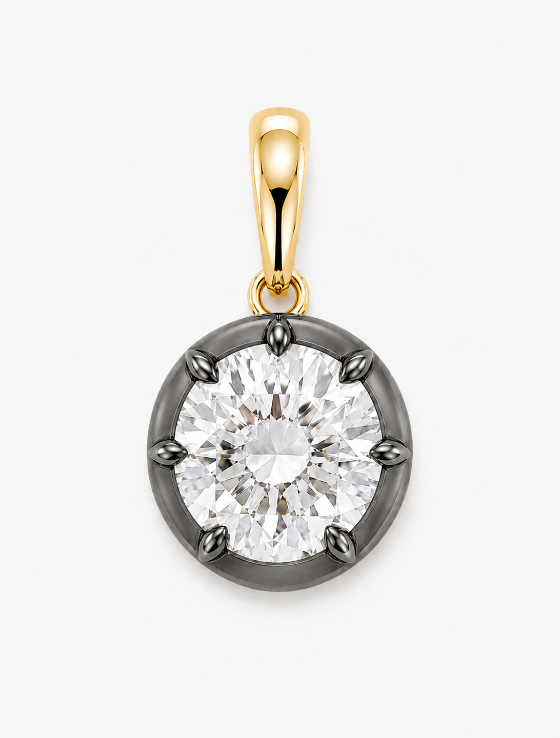 Black Rhodium Round Diamond Pendant
