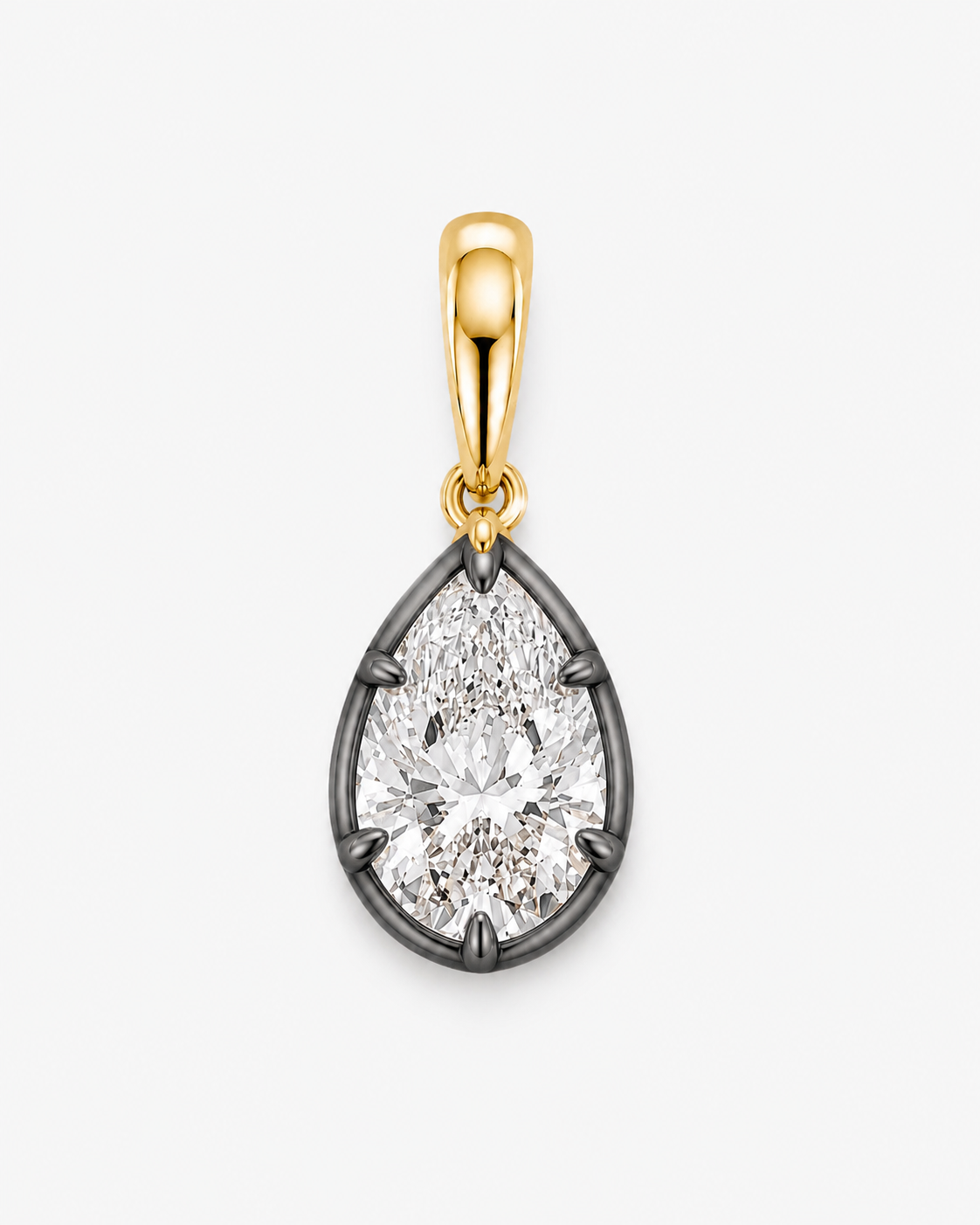 Black Rhodium Round Diamond Pendant
