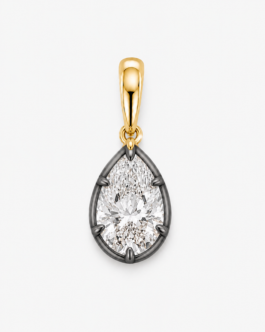 Pear Diamond Pendant Black Rhodium