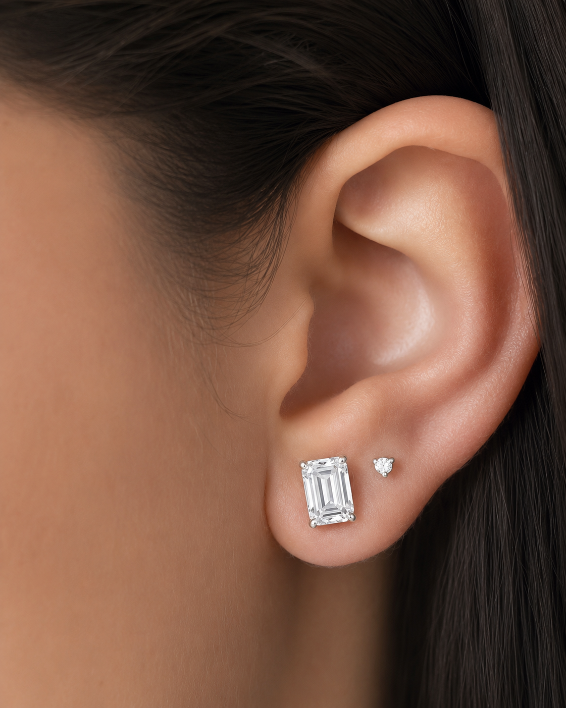 Emerald Lab Diamond Studs Earrings