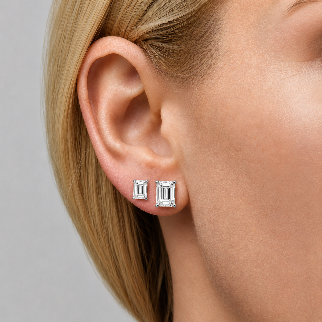 Emerald Lab Diamond Studs Earrings