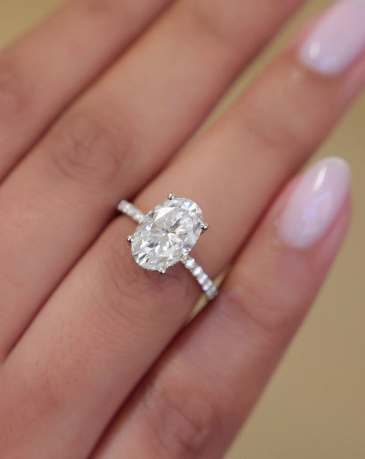 Oval Lab-Grown Diamond Pave Engagement Ring