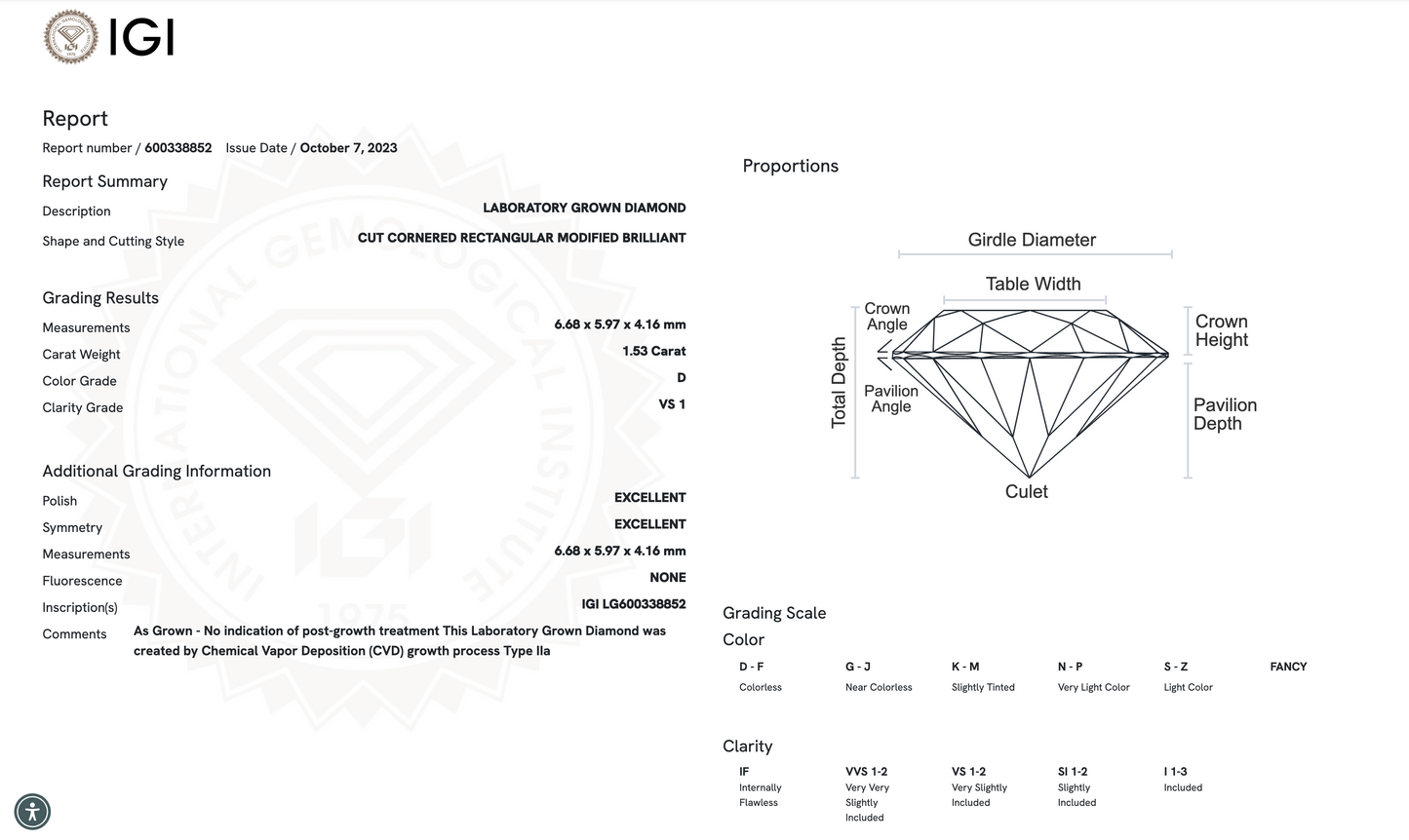 1.0 Carat Radiant Diamond