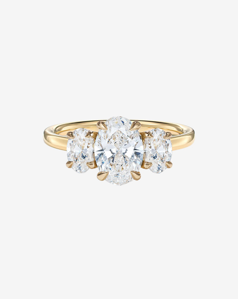 Three Stone Oval Lab Grown Engagement Ring