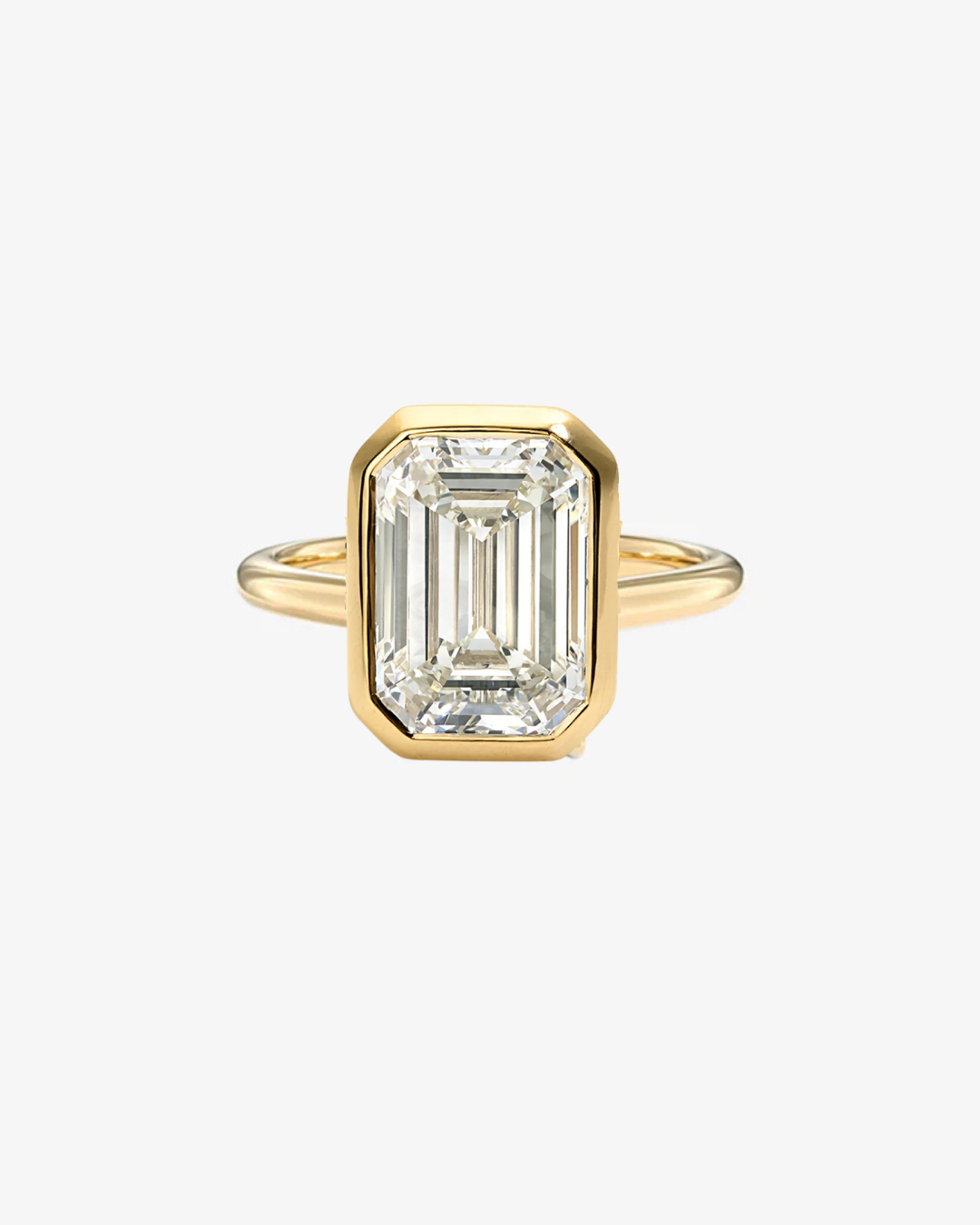 Emerald Bezel Lab Diamond Engagement Ring