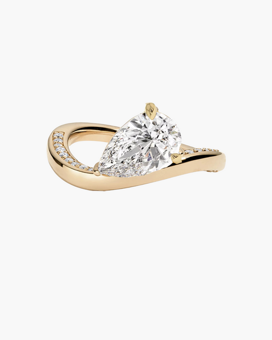 2ct Pear Wave Engagement Ring - Ready to ship
