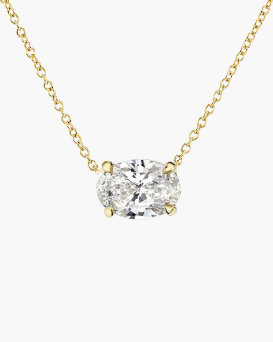 Oval East West Diamond Necklace 0.5ct