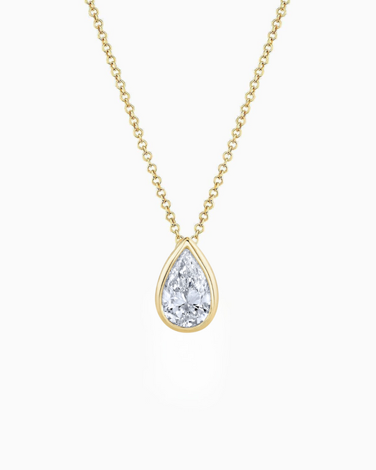 Pear Bezel Necklace